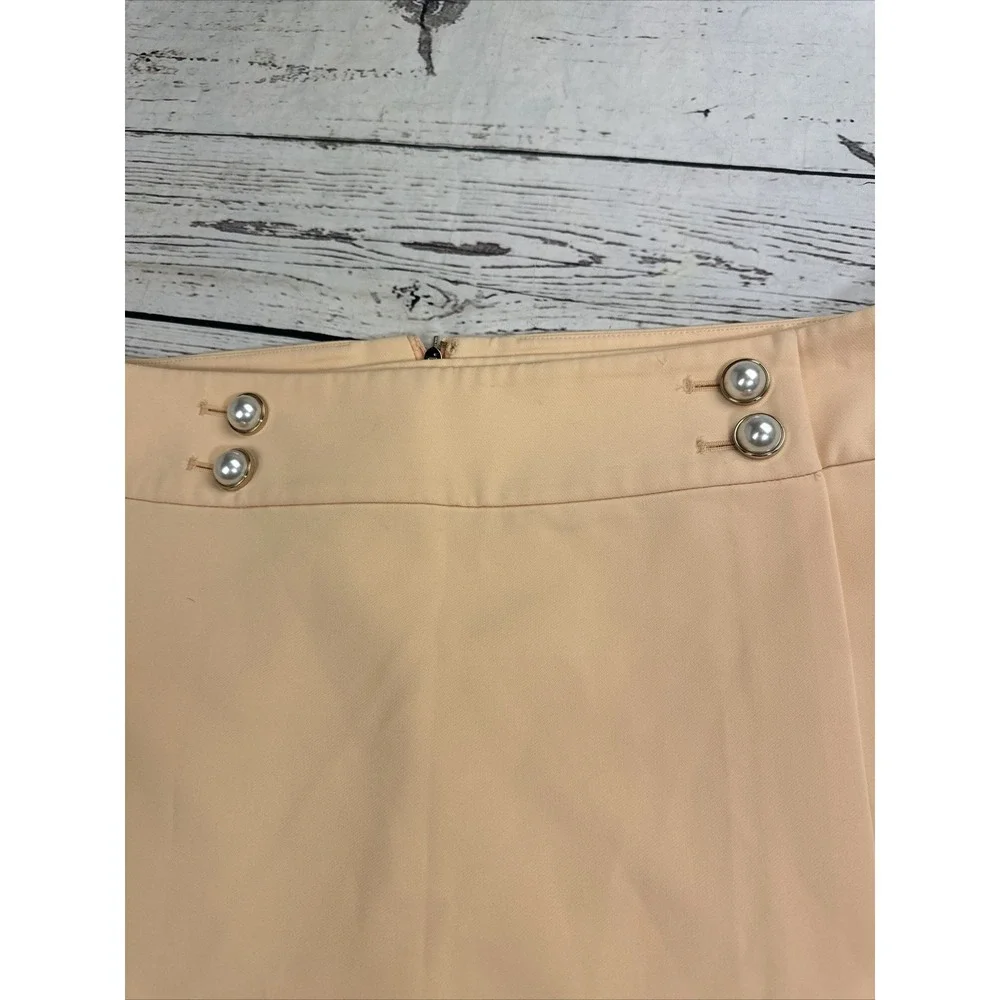 Calvin Klein Skirt 14 Peach Pearl Accent Buttons Knee Length Straight Pencil